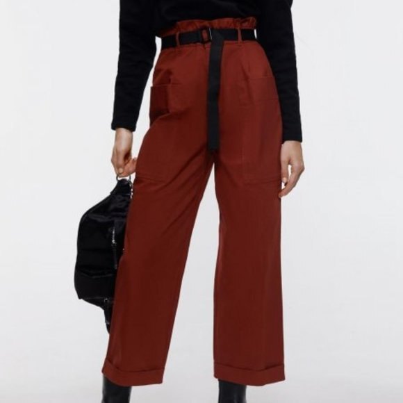 Zara High-Waisted Paperbag Wide Leg Pants (NWT) - Picture 1 of 6